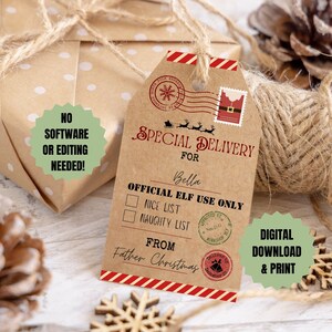 Etiquetas para presente de Pai Natal Etiquetas para presente de Natal personalizadas Etiquetas para presente de Natal para crianças Etiquetas para presente para impressão Etiquetas para entrega especial
