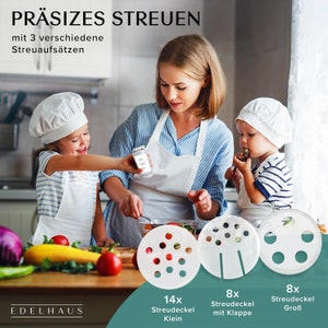 EDELHAUS® Gewürzgläser Set Edelstahl Deckel 24 Stück Gewürzdosen mit 240 Aufkleber und Stahltrichter Bild 4