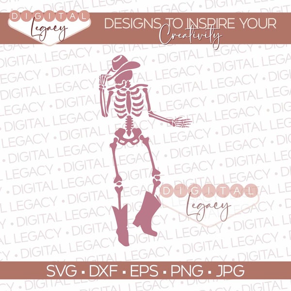 Boho Dancing Skeleton SVG | Cowboy Skeleton SVG | Funny Halloween SVG | instant download | commercial use | png | svg | eps | jpg | dxf