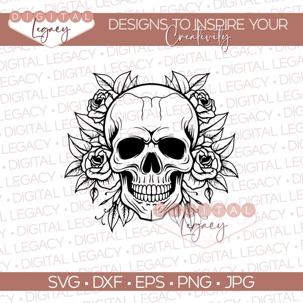 Floral skull svg | Skull and rose svg | Magic skull svg | Magic illustration svg | skull svg | Magic Illustration svg | instant download