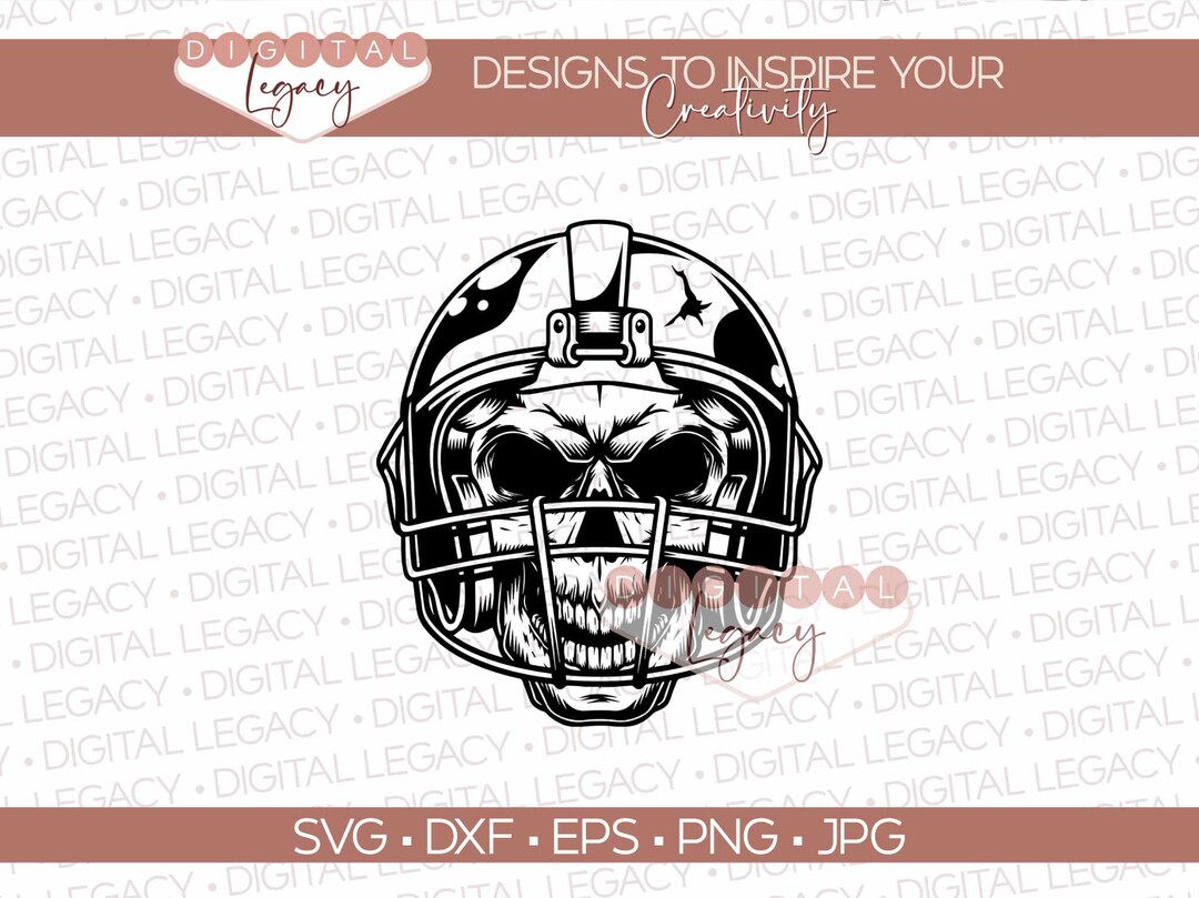 Football Skull Svg Football Helmet Skull Football Svg Football Player Dxf Png Jpg Svg Instant