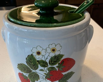 McCoy Pottery Strawberry Fields Lidded Tureen with Ladle