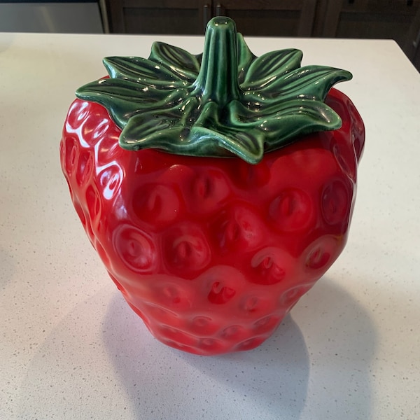 McCoy Pottery Strawberry Cookie Jar With Lid