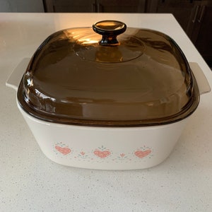 Large Corningware Lidded Casserole Dish- Forever Yours Pattern