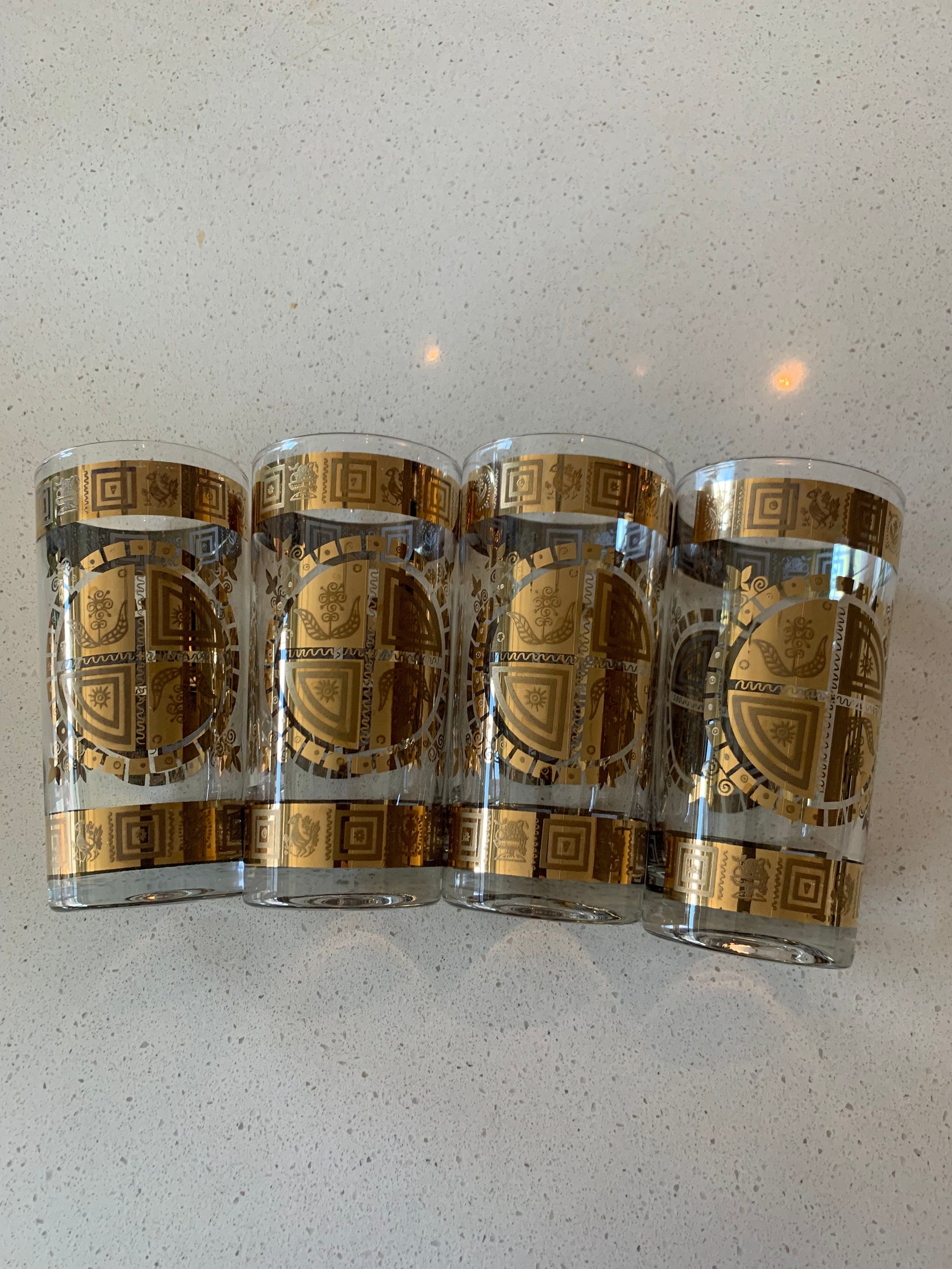 Culver 22k Gold Coronet High Ball Tumblers- Set of 4