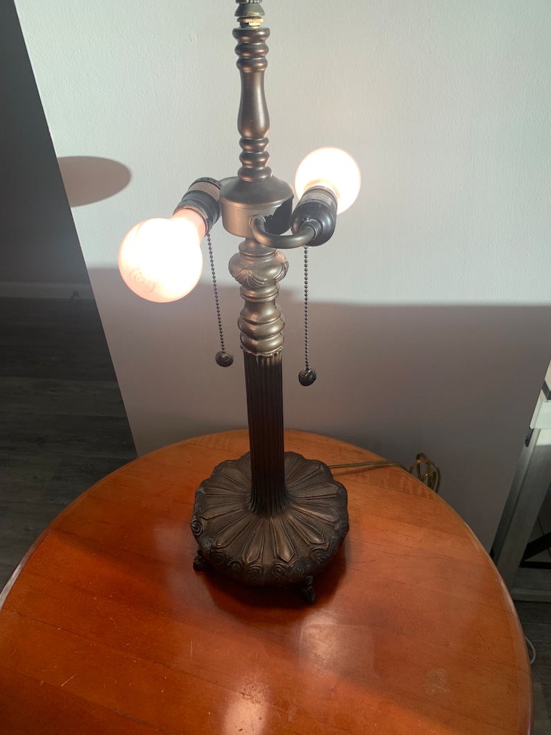 Dale Tiffany Lamp Base and Shade Peacock Pattern Etsy