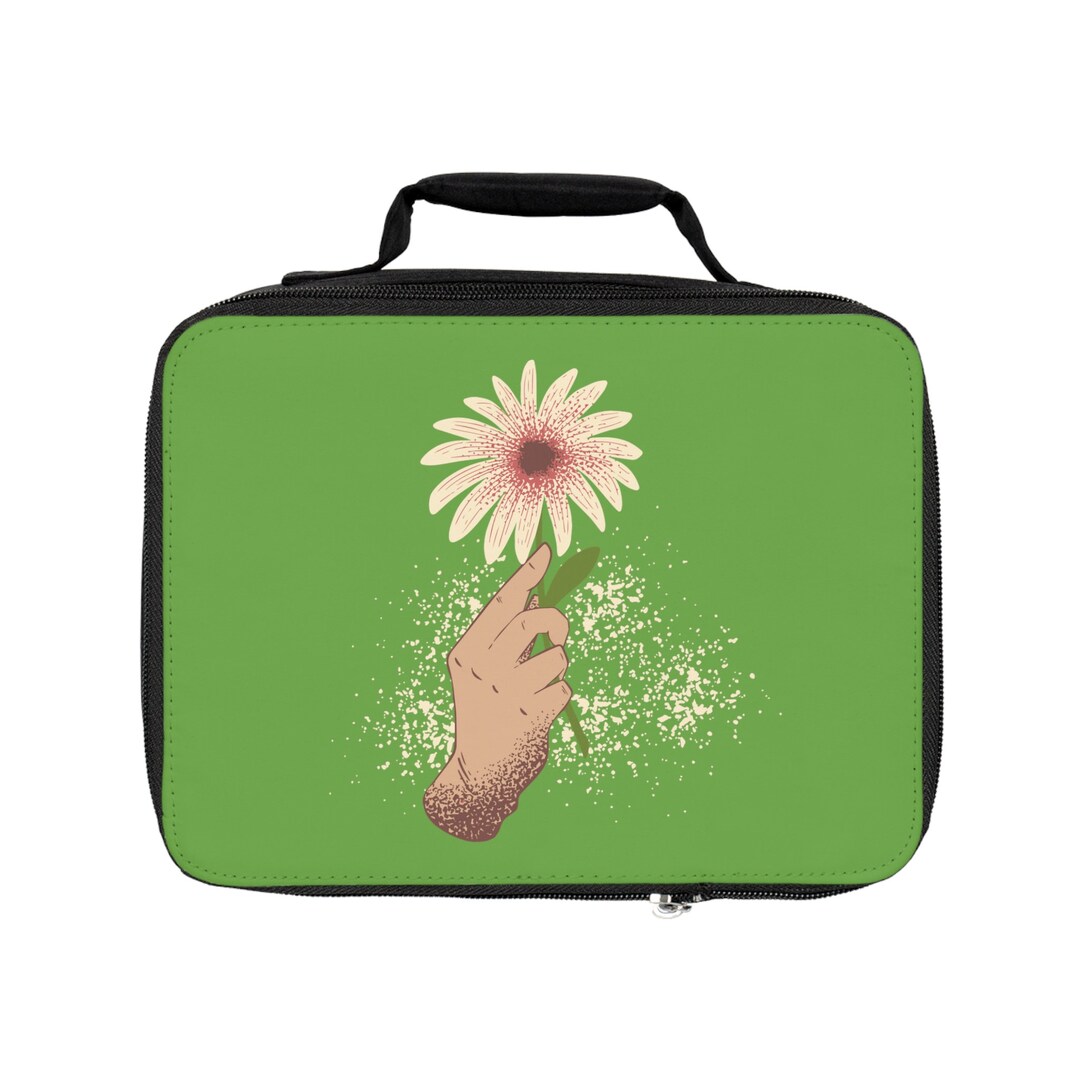 Ecofriendly Lunch Bag With Hand Holding Flower Design Etsy