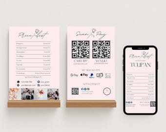 Floral Price List Template: QR Code Payment Sign (Canva Editable)