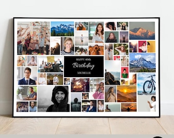 51 Photo Birthday Collage Template: Personalized Keepsake Gift (Digital Download)