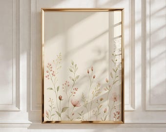 Botanical Nursery Wall Art, Wild Sprigs and Buds Print - Baby Girl Room Decor