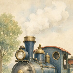 Vintage Train Nursery Wall Art, Kids Room Decor, Printable Download, Baby Shower Gift image 10