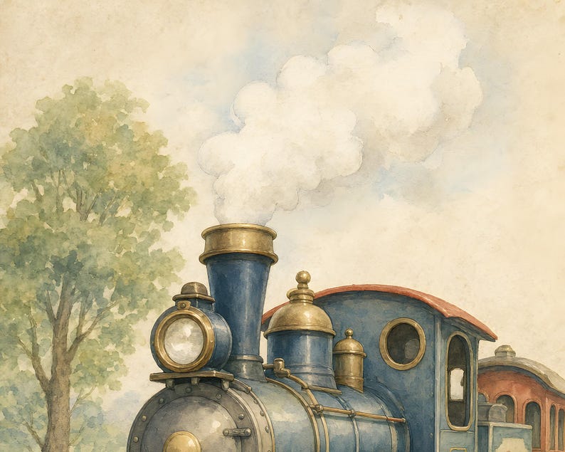 Vintage Train Nursery Wall Art, Kids Room Decor, Printable Download, Baby Shower Gift image 10