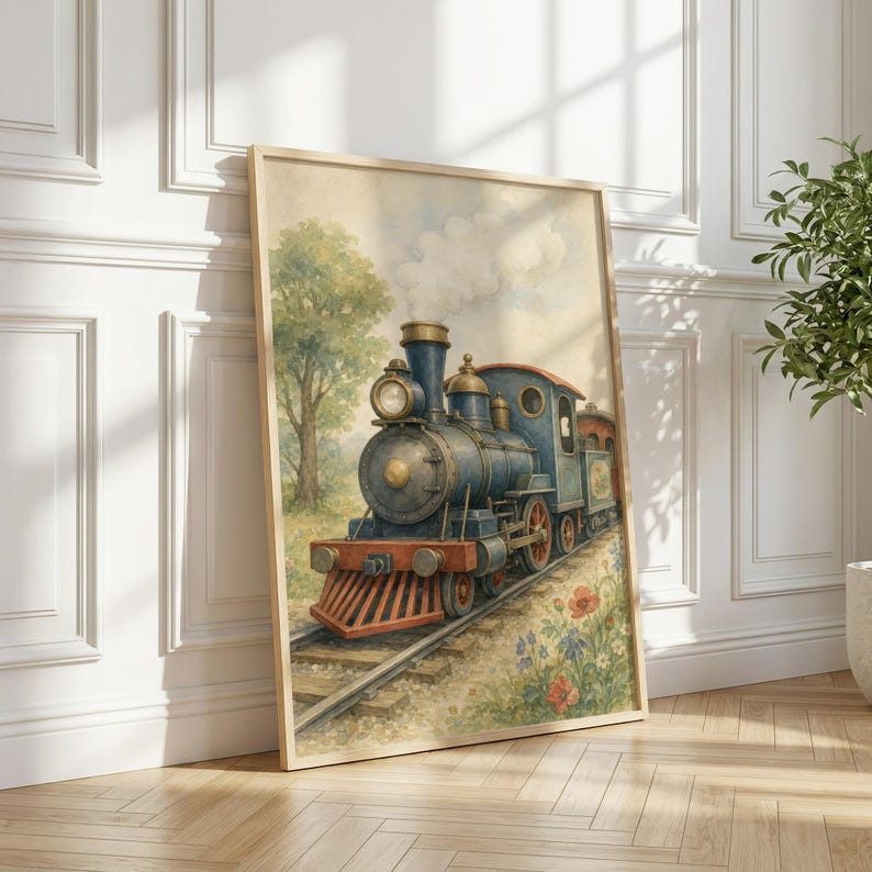 Vintage Train Nursery Wall Art, Kids Room Decor, Printable Download, Baby Shower Gift image 5