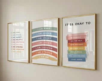 Calm Corner Prints, Affirmations, Kids Wall Art, Growth Mindset (Digital Download)