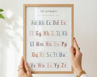 Rainbow Alphabet Chart, Educational ABC Poster, Kids Room Wall Art (Digital Download)