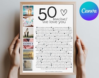 50 Reasons We Love You Poster: Personalized Birthday Gift (Digital Download)