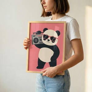 Panda Wall Art – Retro Sunglasses Boombox Print (Digital Download) image 4