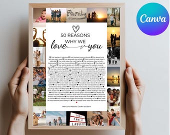 Pôster "50 Razões pelas Quais Te Amamos": Lembrança de Aniversário Personalizada (Download Digital)