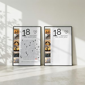 18 Reasons We Love You Photo Collage + Guest Book, 18th Birthday Gift, Editable Canva Template image 3