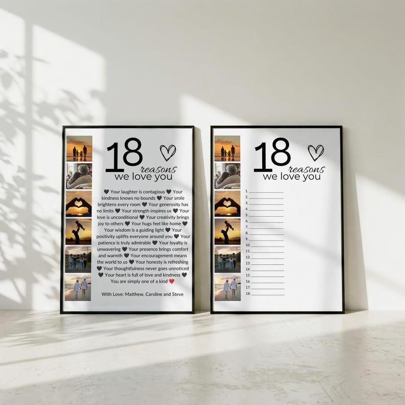 18 Reasons We Love You Photo Collage + Guest Book, 18th Birthday Gift, Editable Canva Template image 3