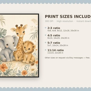 Safari Nursery Decor - Baby Animal Prints, Kids Room Art - Printable Digital Download image 9