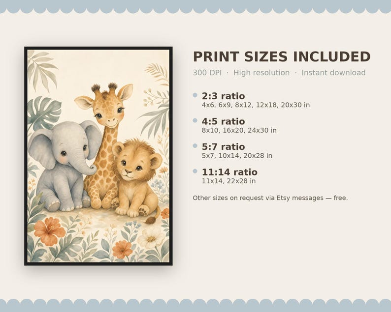 Safari Nursery Decor - Baby Animal Prints, Kids Room Art - Printable Digital Download image 9