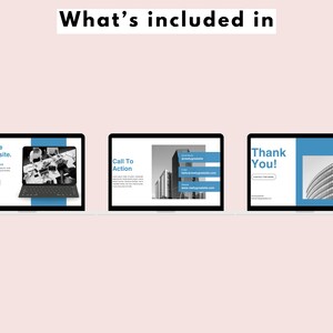 May include: Three laptop screens showing different website designs. The first screen shows a website with the text "Introduce Our Website." The second screen shows a website with the text "Call To Action." The third screen shows a website with the text "Thank You!"