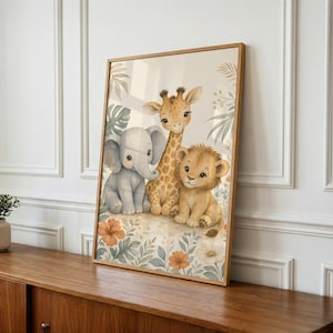 Safari Nursery Decor - Baby Animal Prints, Kids Room Art - Printable Digital Download image 1