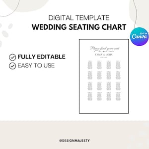 Elegant Wedding Seating Chart Template | Customizable Canva Design for Modern Weddings - Instant Download | Minimalist and Aesthetic Wedding
