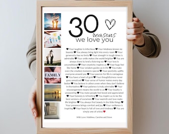 Personalized 30 Reasons We Love You Poster: Birthday Photo Collage (Printable)