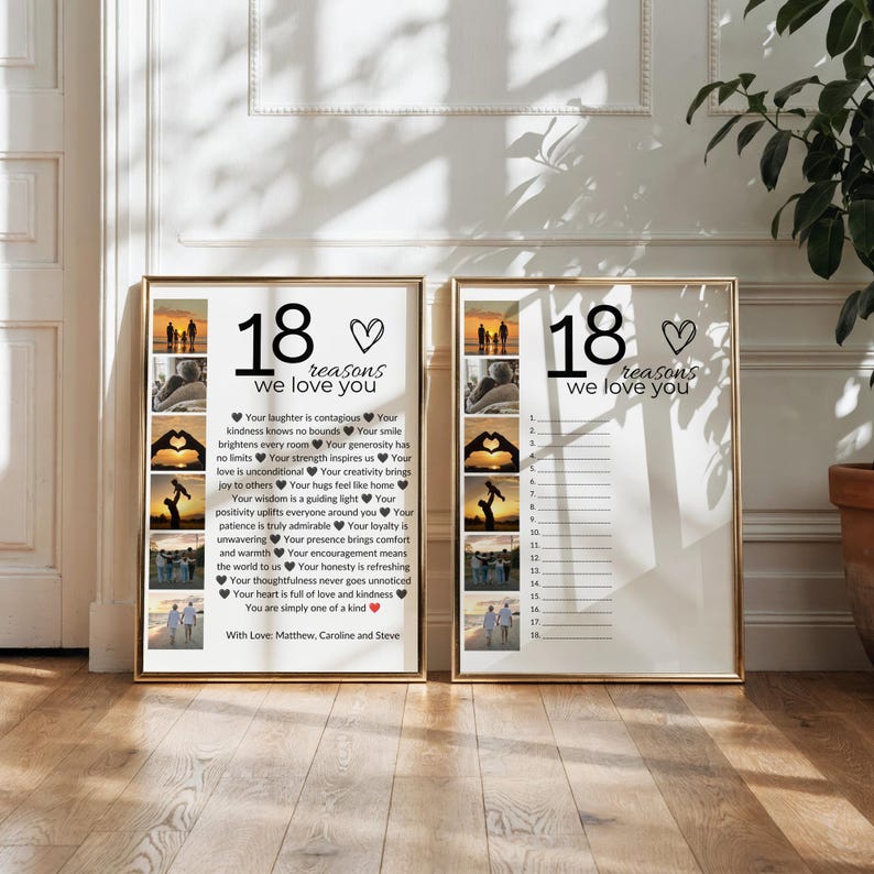 18 Reasons We Love You Photo Collage + Guest Book, 18th Birthday Gift, Editable Canva Template image 2