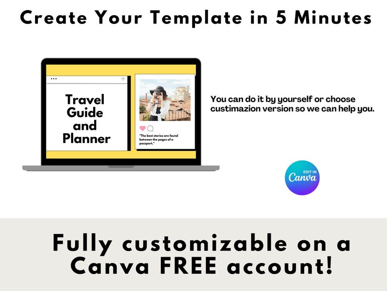 Modello modificabile per pianificatore di viaggio: guida minimalista Canva (download immediato) immagine 2