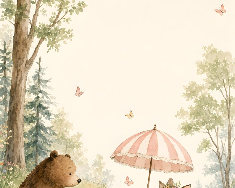 Woodland Nursery Art, Storybook Picnic Print, Kids Room Decor, Baby Shower Gift image 10