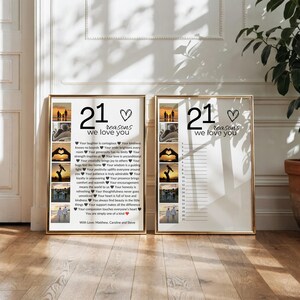 Collage de fotos "21 razones por las que te queremos" + Libro de firmas, regalo de cumpleaños número 21, plantilla editable de Canva. imagen 2