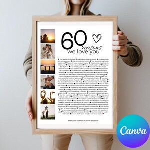 Póster "60 razones por las que te amamos": Collage de fotos personalizado (descarga digital) imagen 8