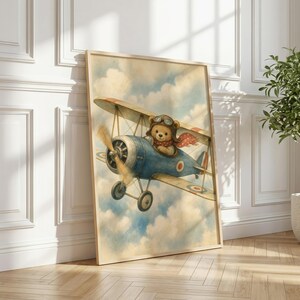 Lámina decorativa vintage de avión para habitación infantil - Decoración para habitación de niños - Descarga instantánea imagen 5