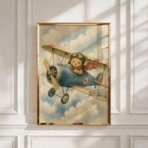 Lámina decorativa vintage de avión para habitación infantil - Decoración para habitación de niños - Descarga instantánea imagen 7