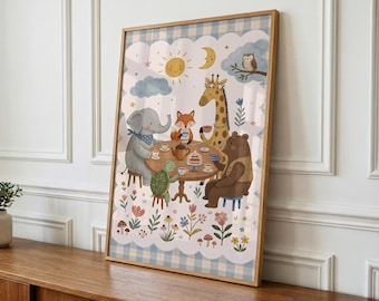 Woodland Nursery Art, Nursery Animal Print, Playroom Decor - Digital Download
