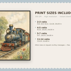 Vintage Train Nursery Wall Art, Kids Room Decor, Printable Download, Baby Shower Gift image 9