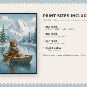 Woodland Nursery Wall Art, Winter Woodland Bear Printable, Baby Shower Gift, Kids Room Decor image 9