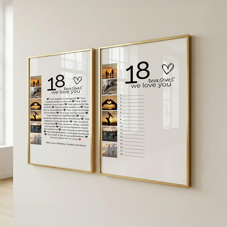18 Reasons We Love You Photo Collage + Guest Book, 18th Birthday Gift, Editable Canva Template image 4