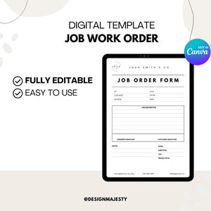 Plantilla de Canva de orden de trabajo editable / Plantillas personalizables de facturas, presupuestos y pedidos para pequeñas empresas / Dos tamaños: A4 y carta de EE. UU.