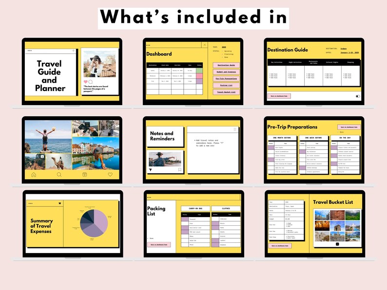 Modello modificabile per pianificatore di viaggio: guida minimalista Canva (download immediato) immagine 4