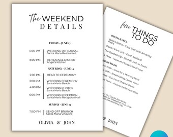 Editable Wedding Itinerary Template – Canva Timeline, Guest Schedule, Event Program – Instant Download - Gift Included