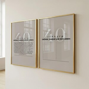Personalisiertes Geschenk zum 40. Geburtstag – Poster + Gästebuch, 40 Gründe warum wir dich lieben, Canva Vorlage image 4