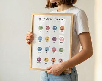 Kids Emotions Chart Poster, Feelings Recognition, Calm Corner Decor (Digital Download)