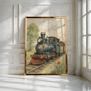 Vintage Train Nursery Wall Art, Kids Room Decor, Printable Download, Baby Shower Gift image 3