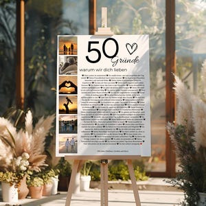 Personalisiertes Geschenk zum 50. Geburtstag – Fotocollage, 50 Gründe warum wir dich lieben, Canva Vorlage image 5