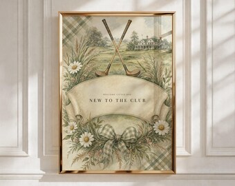 Vintage Golf Art, New To The Club Welcome Sign, Kids Room Decor, Digital Download