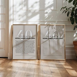 Personalisiertes Geschenk zum 40. Geburtstag – Poster + Gästebuch, 40 Gründe warum wir dich lieben, Canva Vorlage image 2